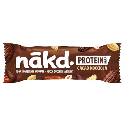 Nākd. Protein Cacao Nocciola | Barrette Proteiche | 7g di Proteine Vegetali | 100% Ingredienti Naturali | Senza Zuccheri Aggiunti | Vegan | 16 x 45g | 720g