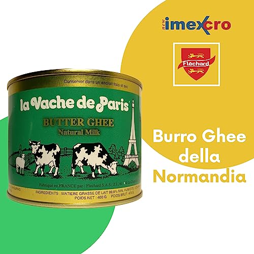 Flechard Burro ghee della Normandia 400g - dieta chetogenica - senza lattosio, digeribile - chiarificato secondo la ricetta Ayurvedica - latte di mucche al pascolo - Ghi (400gr.)