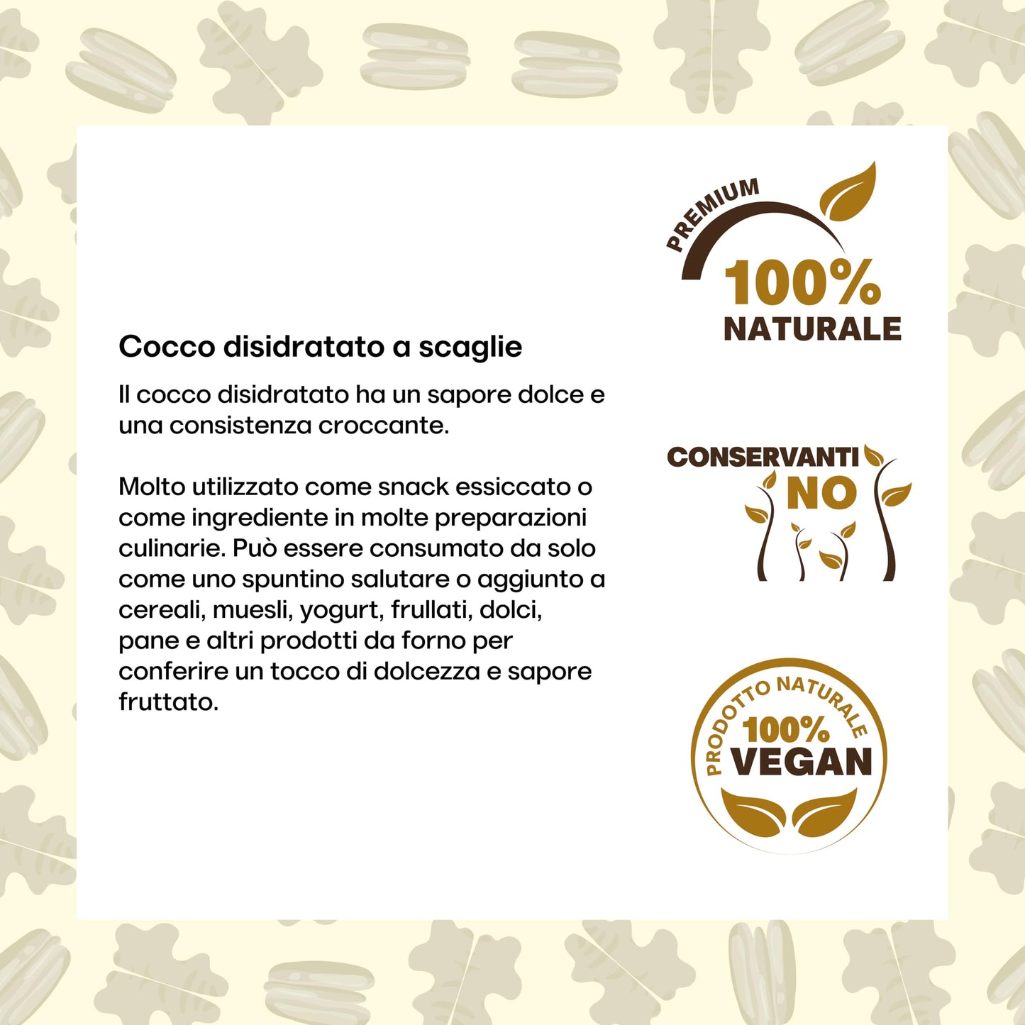 Il Contadino - Antichi Sapori | COCCO DISIDRATATO A SCAGLIE | Confezione Salva Freschezza, Frutta Disidratata di Qualità Premium, No Conservanti e Coloranti (1 Kg)