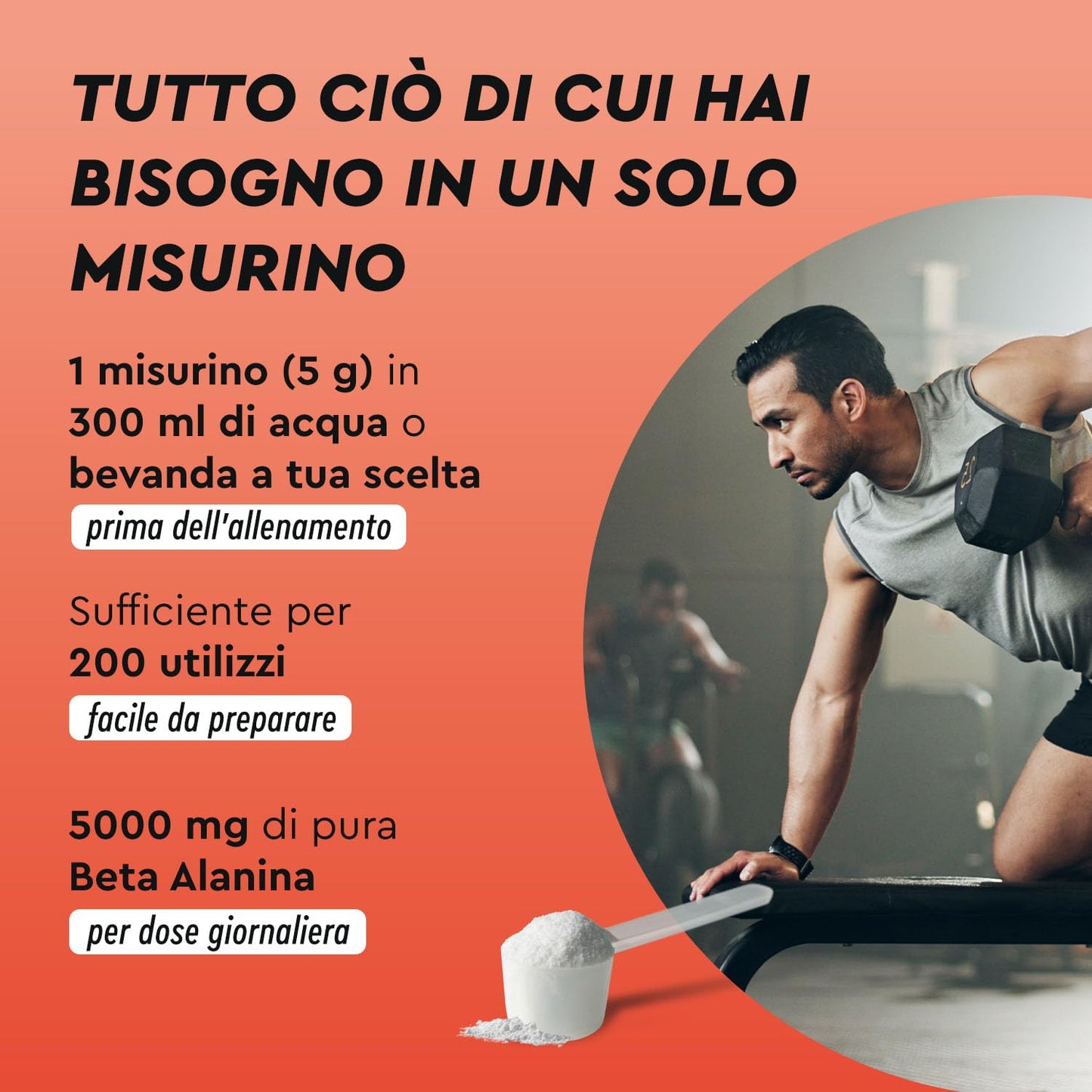 Beta Alanina in polvere 1000g - 5000mg per porzione - PreWorkout per 7 mesi - Amminoacido vegano alto Dosaggio - Beta Alanina +99% Pura, Senza additivi e Sapore neutro - Qualità testata in Laboratorio