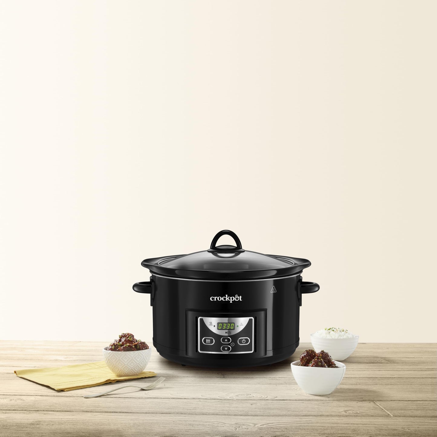 Crock-pot Pentola per Cottura Lenta, Slow Cooker, Capienza 4.7 lt, fino a 6 Persone, Spegnimento Automatico, 2 Impostazioni Cottura e Funzione mantenimento in caldo automatica, 220 W, Ceramica, Nero