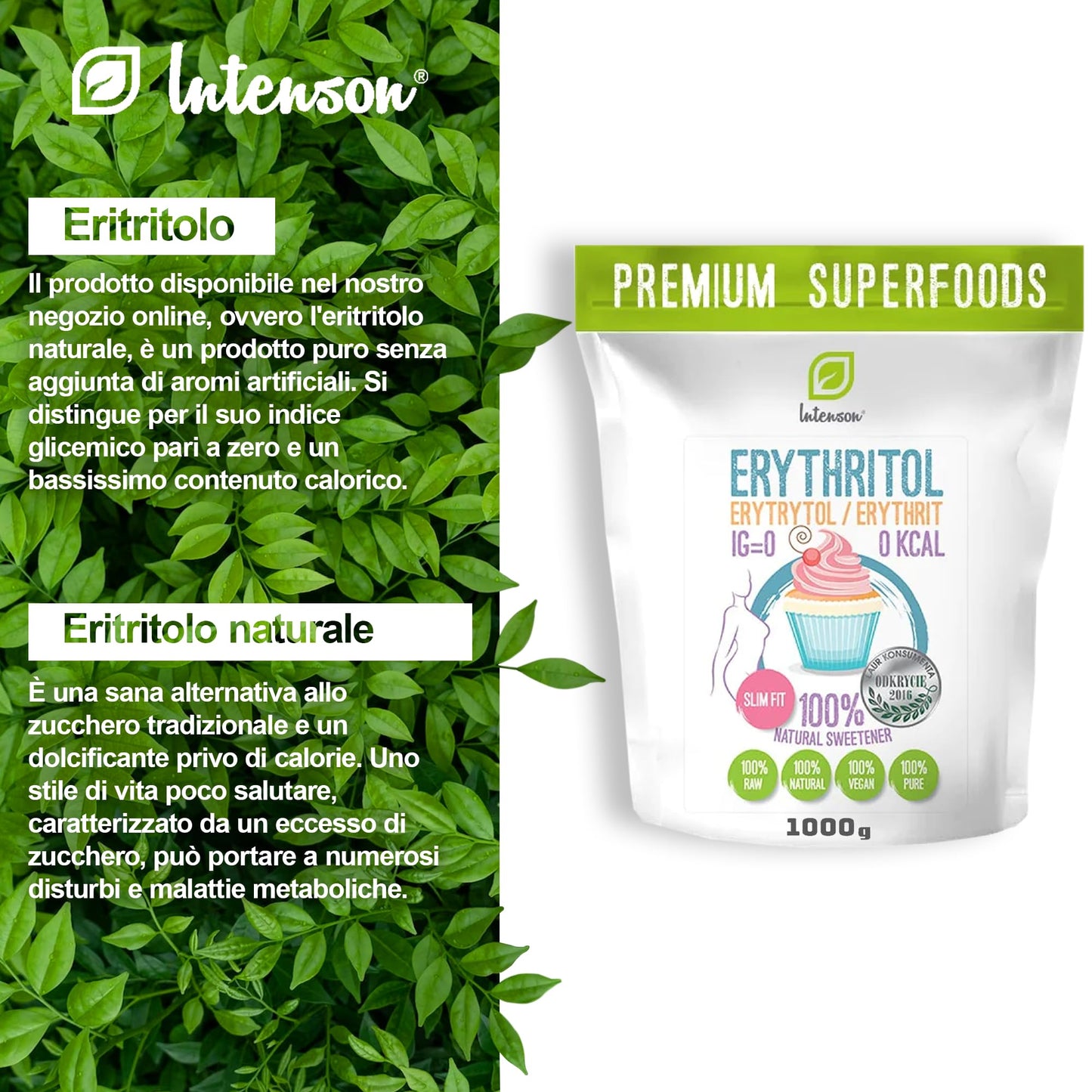 Eritritolo 1kg | dolcificante naturale | zero calorie | sostituto dello zucchero