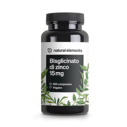 Zinco Integratore – 365 Compresse Vegan contro Acne e Brufoli – Zinco 15mg Scorta 1 Anno – Antiossidante per Pelle Sana – 15 mg di Zinco Elementare per Compresse da Puro Zinco Bisglicinato