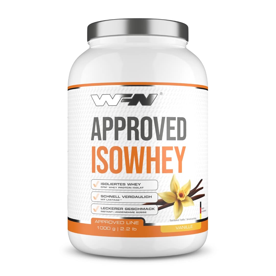 WFN Approved Isowhey - Vaniglia - 1 kg - Proteine in polvere prive di lattosio - Proteine isolate del siero del latte CFM - Molto solubile - Prodotto in Germania - Testato in laboratorio esterno