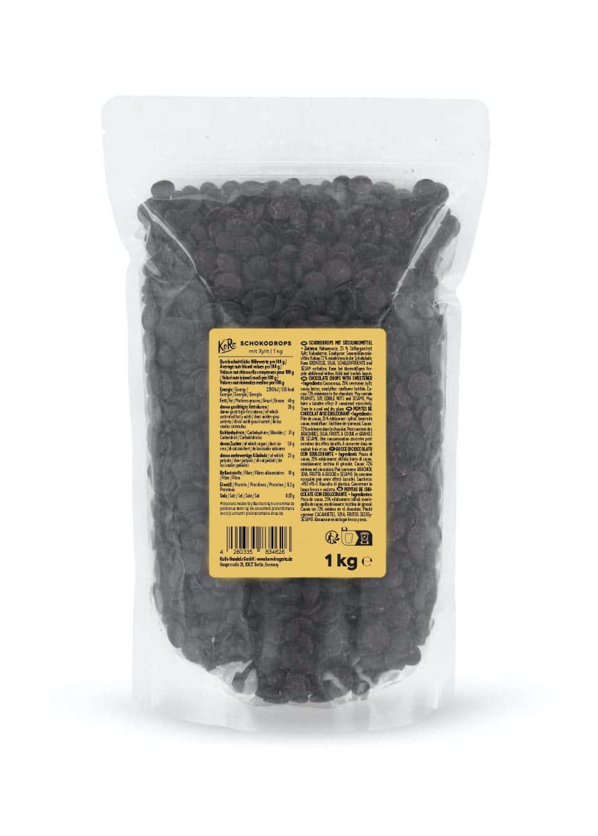 KoRo - Gocce di cioccolato con xilitolo 1 kg - Dolcificate solo con xilitolo* - vegan - perfette per i tuoi dolci