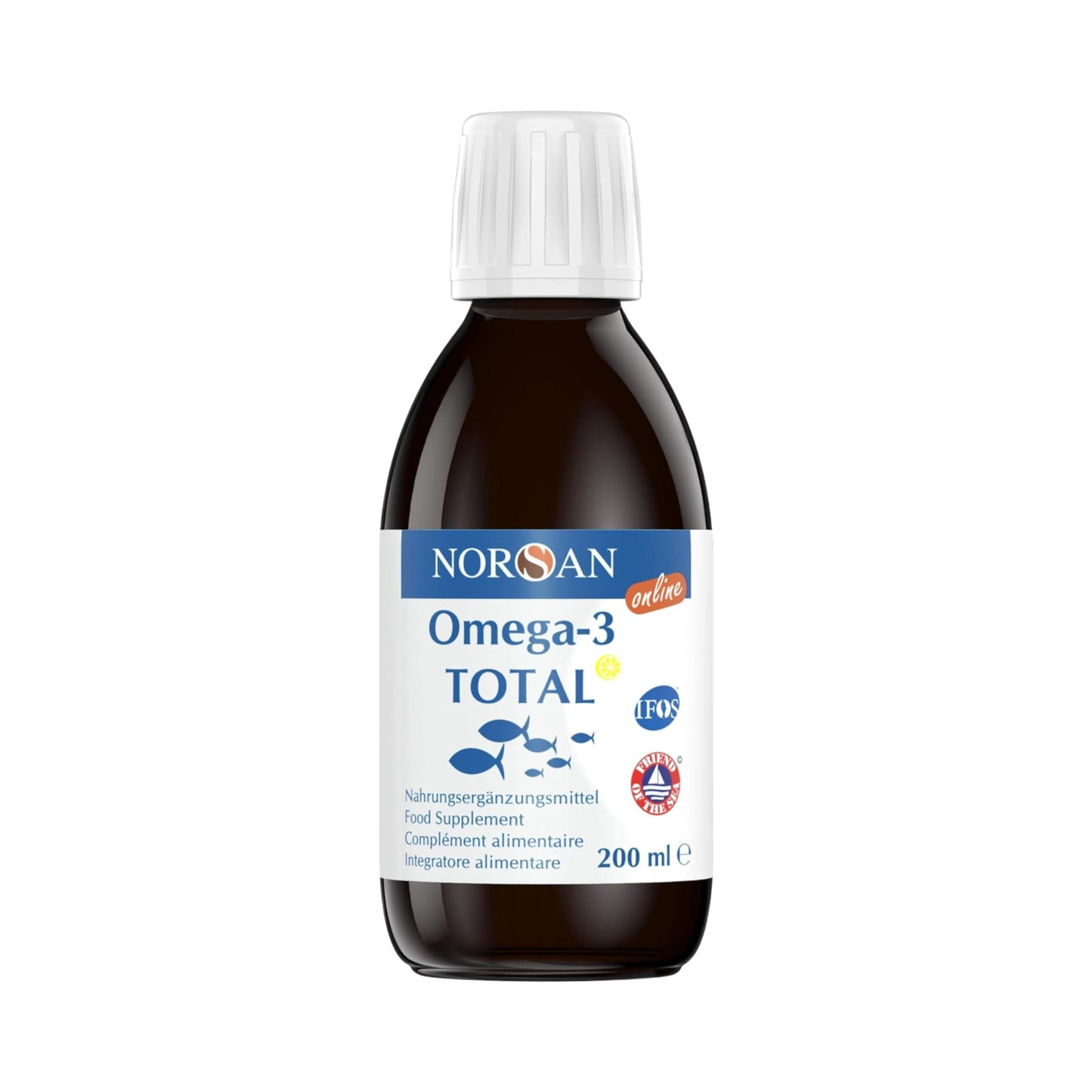 NORSAN TOTAL Omega 3 liquido senza reflusso 1x200 ml I Fish oil Omega 3 2000mg Omega 3 Olio di pesce naturale I Olio di pesce omega 3 IFOS ad alto dosaggio I Omega 3 EPA DHA con 800 UI di vitamina D3