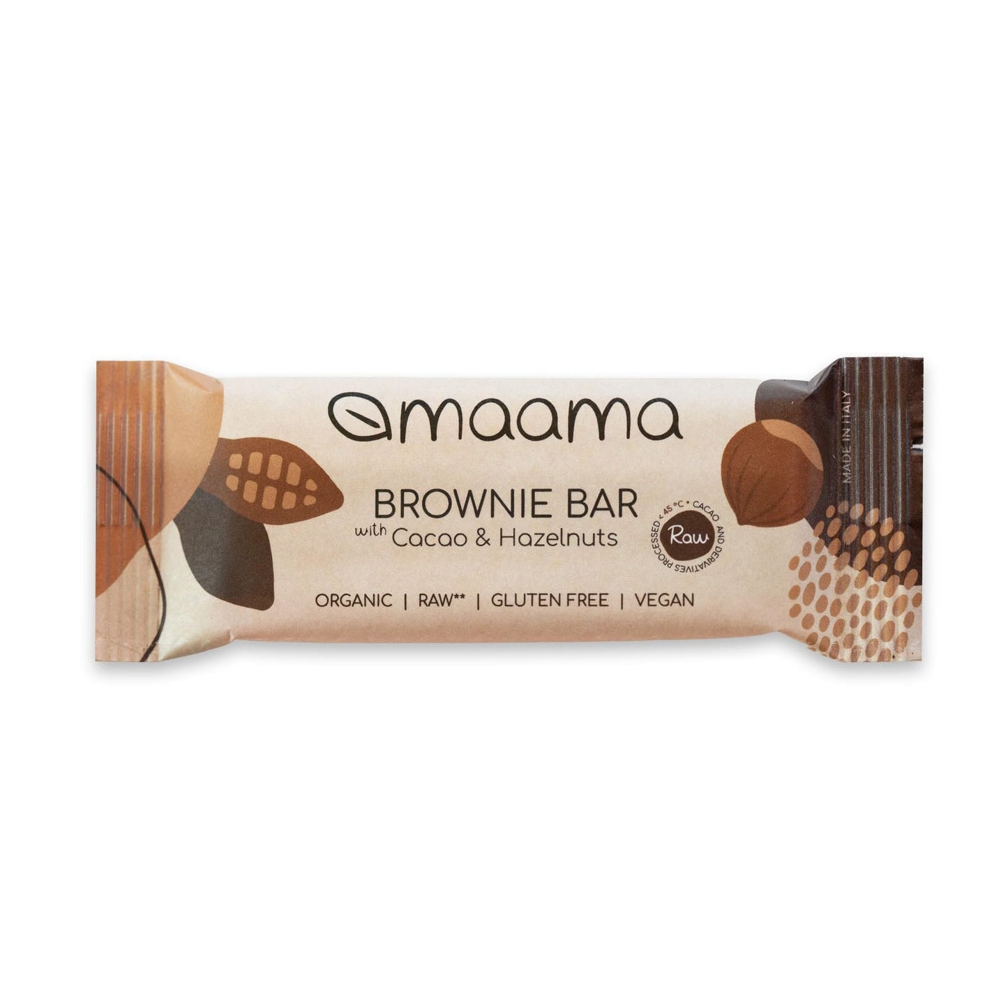 MAAMA, Barretta di frutta con Nocciole e Cacao Bio - Snack Sano e Goloso - Biologica, Vegan, Senza Zuccheri Aggiunti e Senza Glutine - Confezione da 14 barrette da 35g ciascuna
