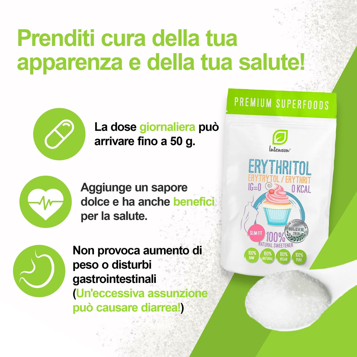 Eritritolo 1kg | dolcificante naturale | zero calorie | sostituto dello zucchero