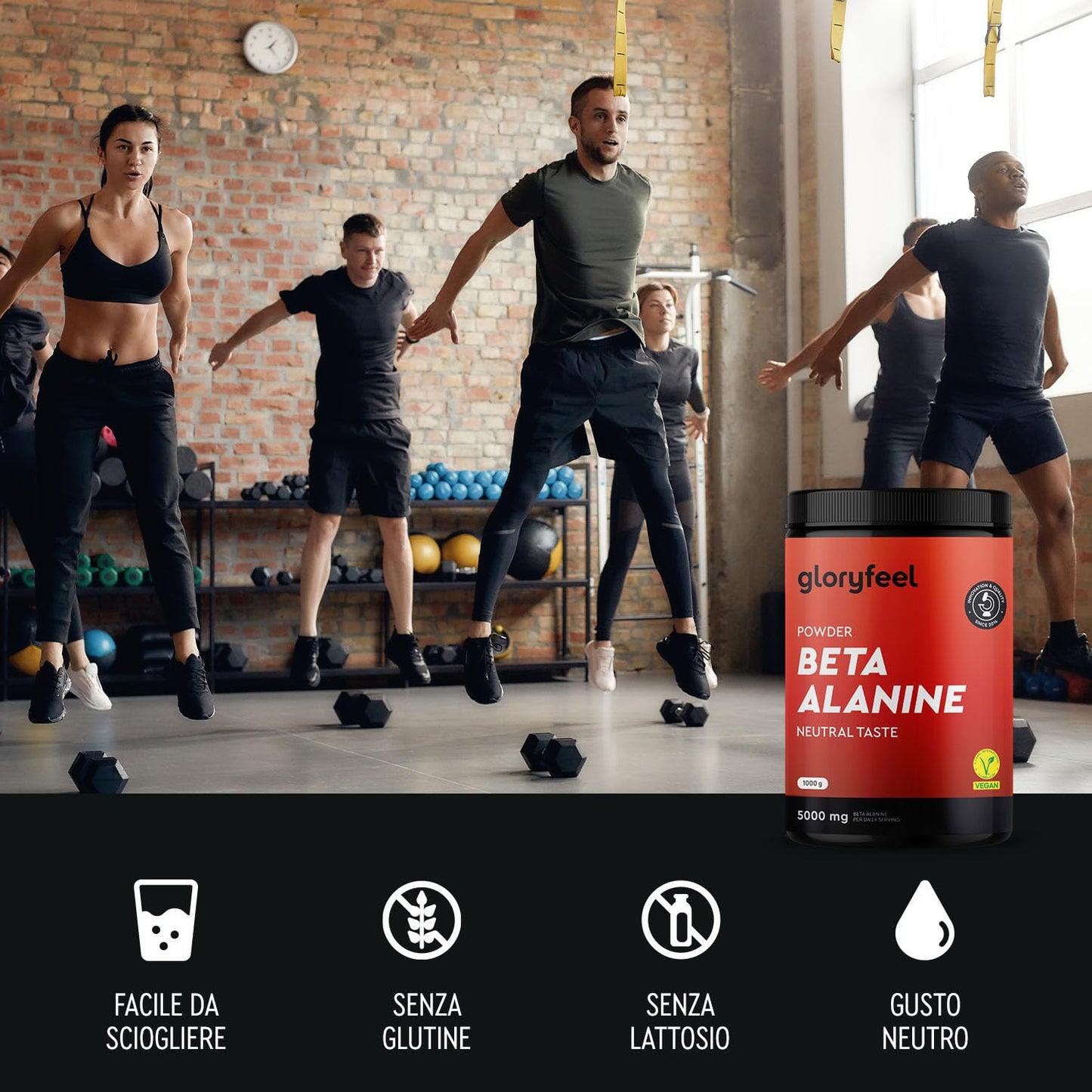 Beta Alanina in polvere 1000g - 5000mg per porzione - PreWorkout per 7 mesi - Amminoacido vegano alto Dosaggio - Beta Alanina +99% Pura, Senza additivi e Sapore neutro - Qualità testata in Laboratorio