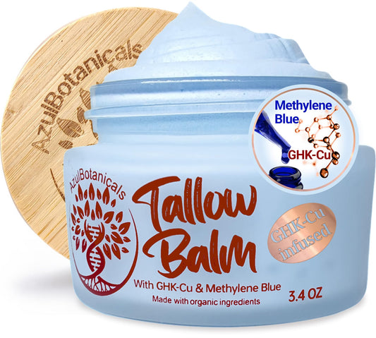 Peptide di rame (GHK-Cu) e balsamo di sego di manzo alimentato con erba montata blu metilene, anti-invecchiamento, linee sottili, rughe, eczema, acne, idratante per tutto il corpo Tutti i tipi di