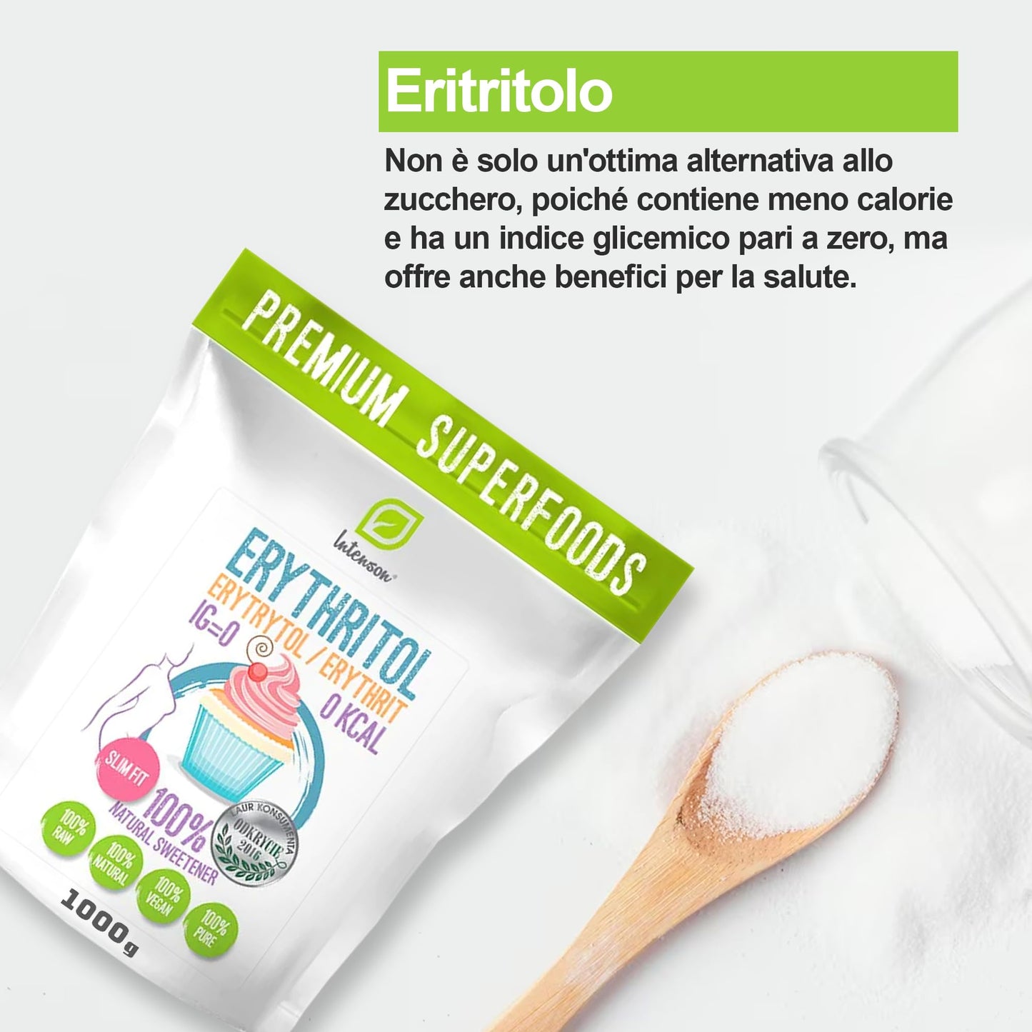 Eritritolo 1kg | dolcificante naturale | zero calorie | sostituto dello zucchero