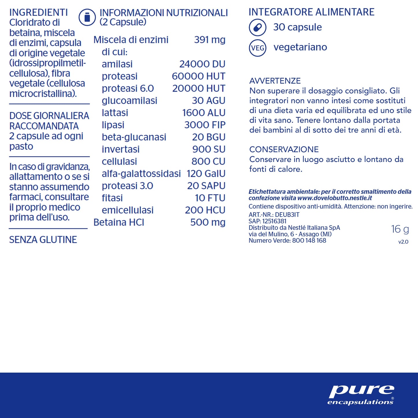 Pure Encapsulations - Enzimi Digestivi Ultra - 30 Capsule