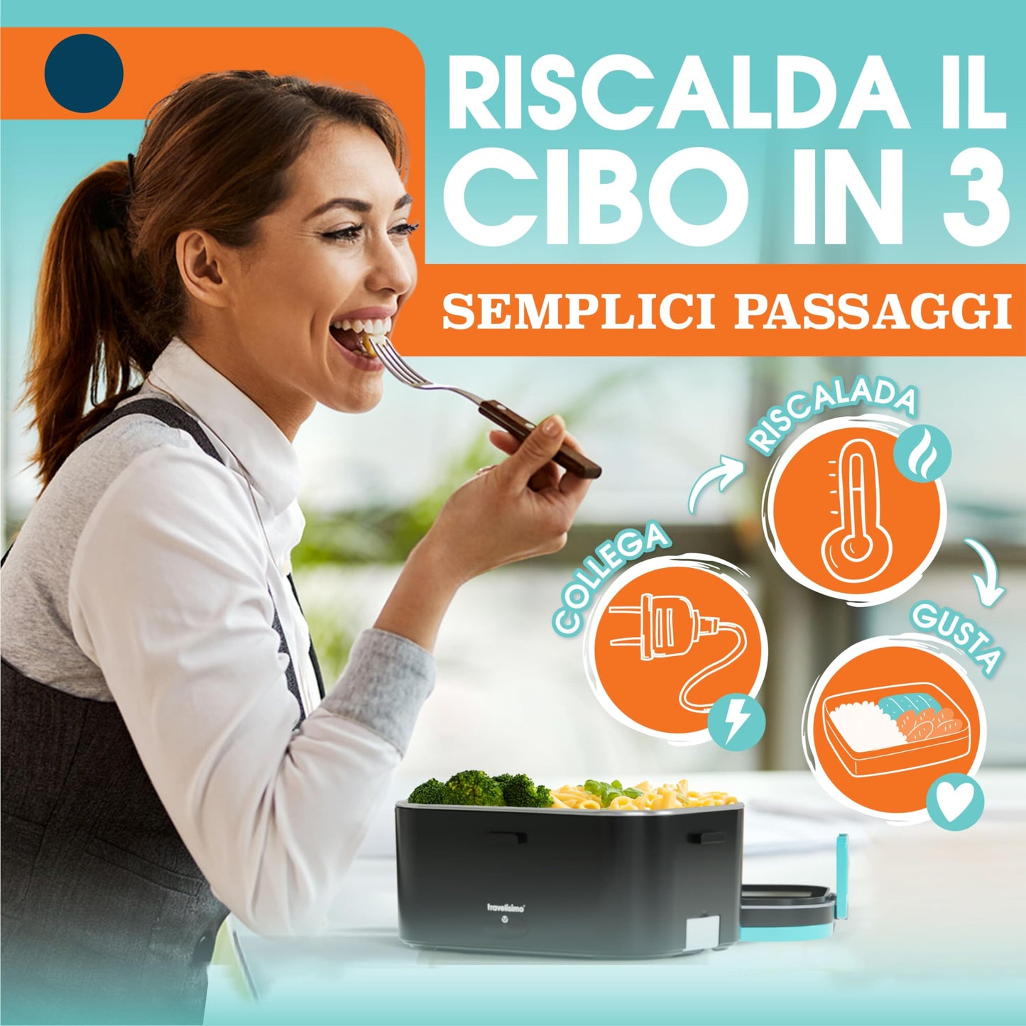 TRAVELISIMO Scaldavivande Elettrico Portatile Extra Grande 1,8L 80W Portapranzo Riscaldabile Portatile, 220V/12V/24V Scalda Vivande Portatile Elettrico per Viaggio e Lavoro, Porta Pranzo Riscaldabile