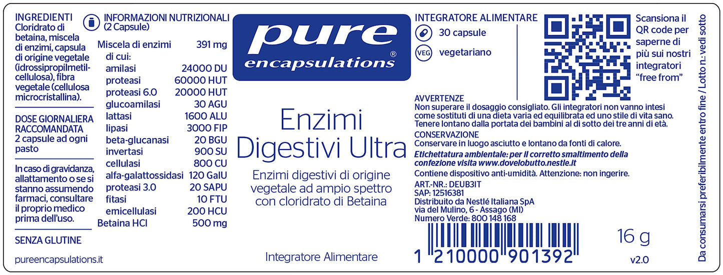 Pure Encapsulations - Enzimi Digestivi Ultra - 30 Capsule