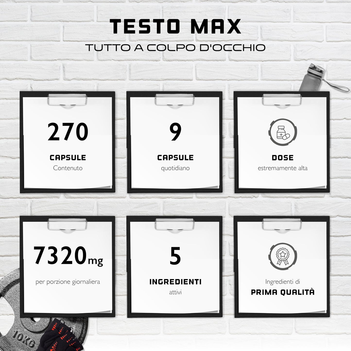 Testo MAX - 270 capsule - Extra forte: altamente dosato con 7320 mg per dose giornaliera - Con aminoacidi + estratti vegetali - Tribulus + estratto di Maca + boro + acido D-Aspartico - Vegan