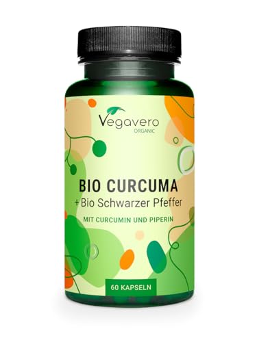 Curcuma e Piperina Plus | 14620 mg di curcuma in polvere (7:1 – 60:1) | con Piperina | Salute Articolazioni e Fegato | Antinfiammatorio e antiossidante | No OGM | Vegan | Vegavero®