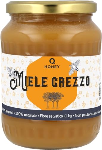 Q Honey Miele Naturale Grezzo 1 kg | Miele di Millefiori | 100% Puro Miele, Non Filtrato - Direttamente Dall'alveare