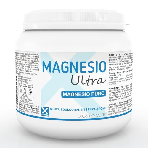 XMED Magnesio Ultra Pro, 500 grammi in polvere, senza edulcoranti, senza aromi