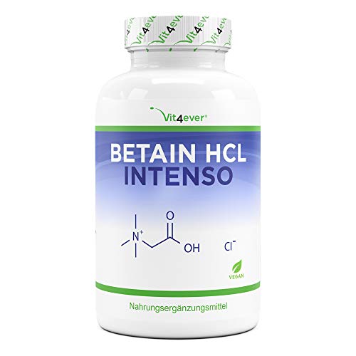 Betaine HCL - 240 capsule da 695 mg - Premium: Con pepsina e genziana amara - Enzimi digestivi a spettro completo - Dose elevata