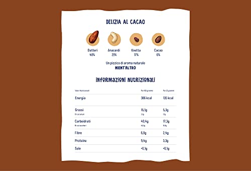 Nākd. Delizia al Cacao | Barrette Crude con Frutta e Frutta Secca | Ingredienti 100% Naturali | Senza Zuccheri Aggiunti | Vegan | Senza Aromi Aggiunti | 18 x 35g | 630g