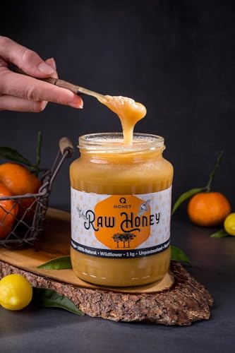 Q Honey Miele Naturale Grezzo 1 kg | Miele di Millefiori | 100% Puro Miele, Non Filtrato - Direttamente Dall'alveare