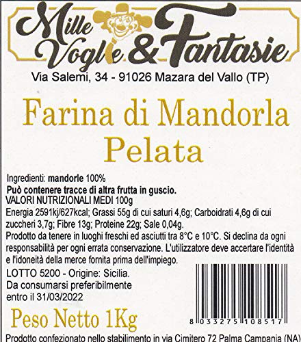 Farina di Mandorla fresca realizzata da mandorle pelate Macinate SICILIANA Italiane 100% ideale per dolci e macaron confezione da 1 kg