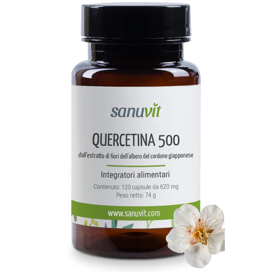 Sanuvit® - Quercetina 500 mg capsule | 120 capsule | Dose alta | Elevata biodisponibilità e tolleranza | Vegano