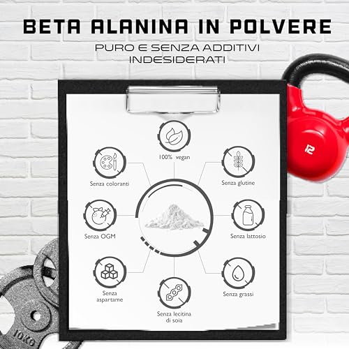 Beta Alanina - 500 g di polvere pura senza additivi - +99% di purezza - 100% aminoacido Beta Alanina - Vegan - German Elite Nutrition