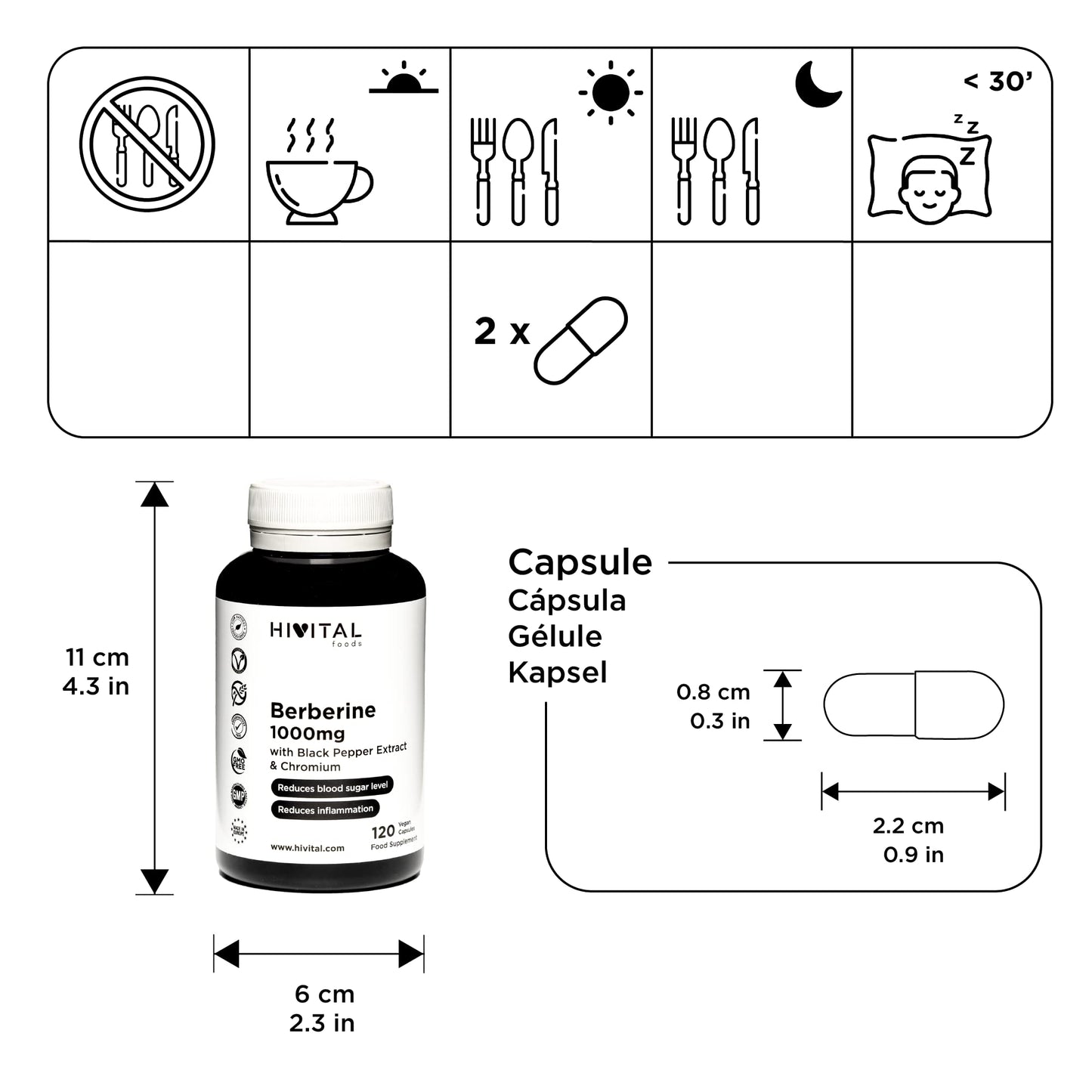 Berberina 1000 mg. 120 capsule vegane. Con Cromo e Pepe Nero per un migliore assorbimento. Il miglior estratto concentrato di Berberis Vulgaris.