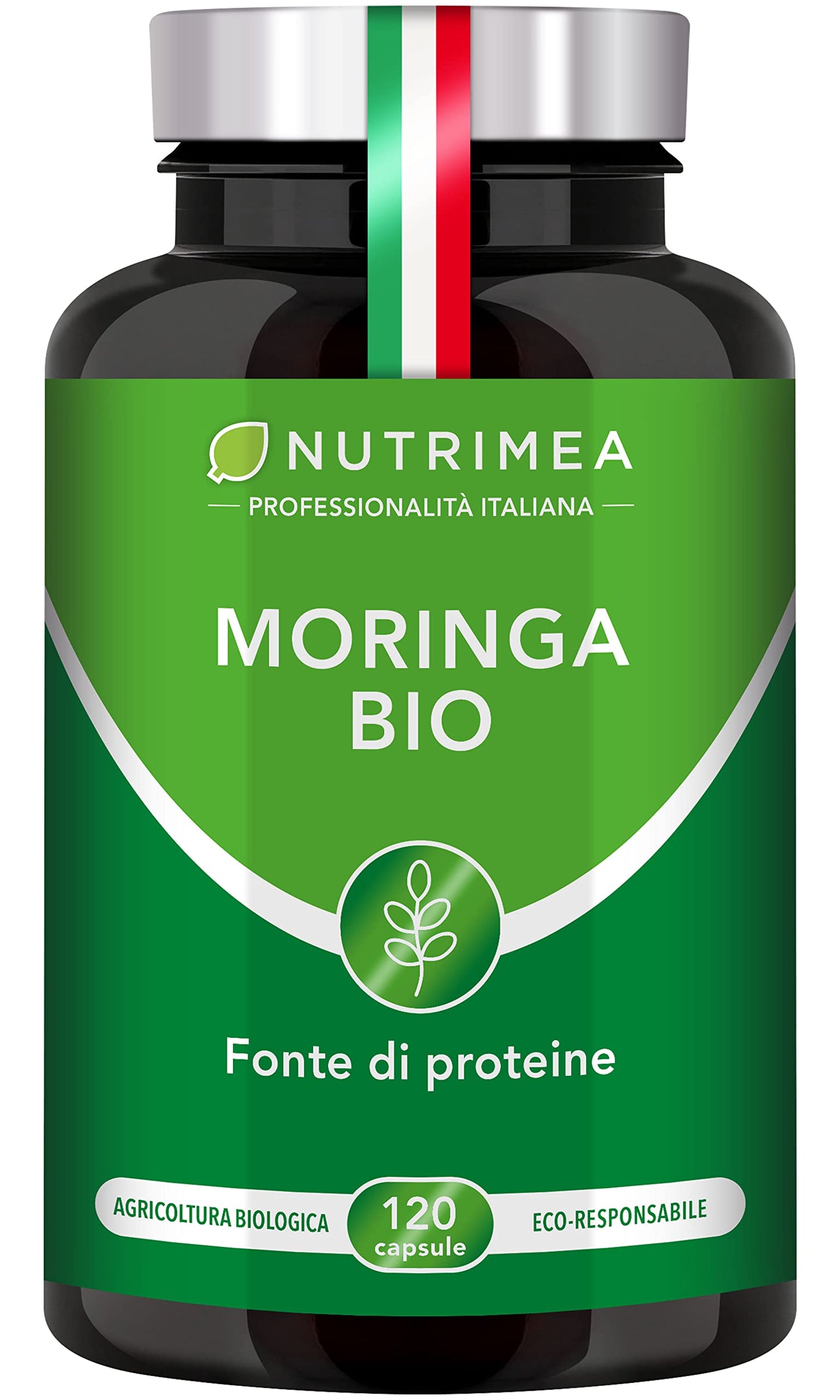 Moringa Oleifera Biologica | 330 mg | Ricca di Proteine, Vitamine e Antiossidanti | Fonte di Energia | Immunostimolante | 120 Capsule Vegane | Trattamento 4 Mesi | Nutrimea