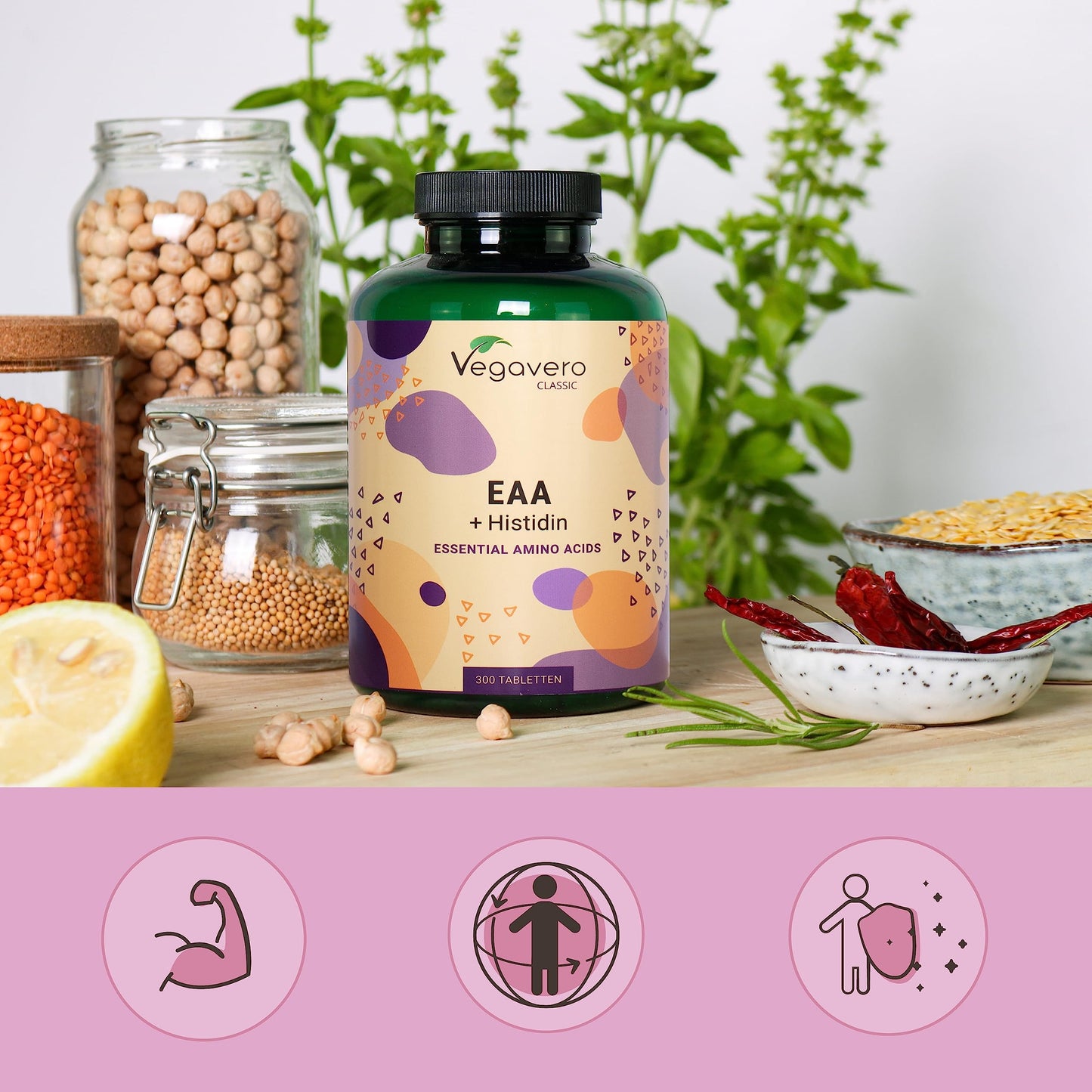 EAA Aminoacidi Essenziali | NATURALI da Fermentazione e SENZA ADDITIVI | 8 EAA con Aminoacidi Ramificati BCAA 2.1.1 | 300 compresse | VEGAN | Vegavero®