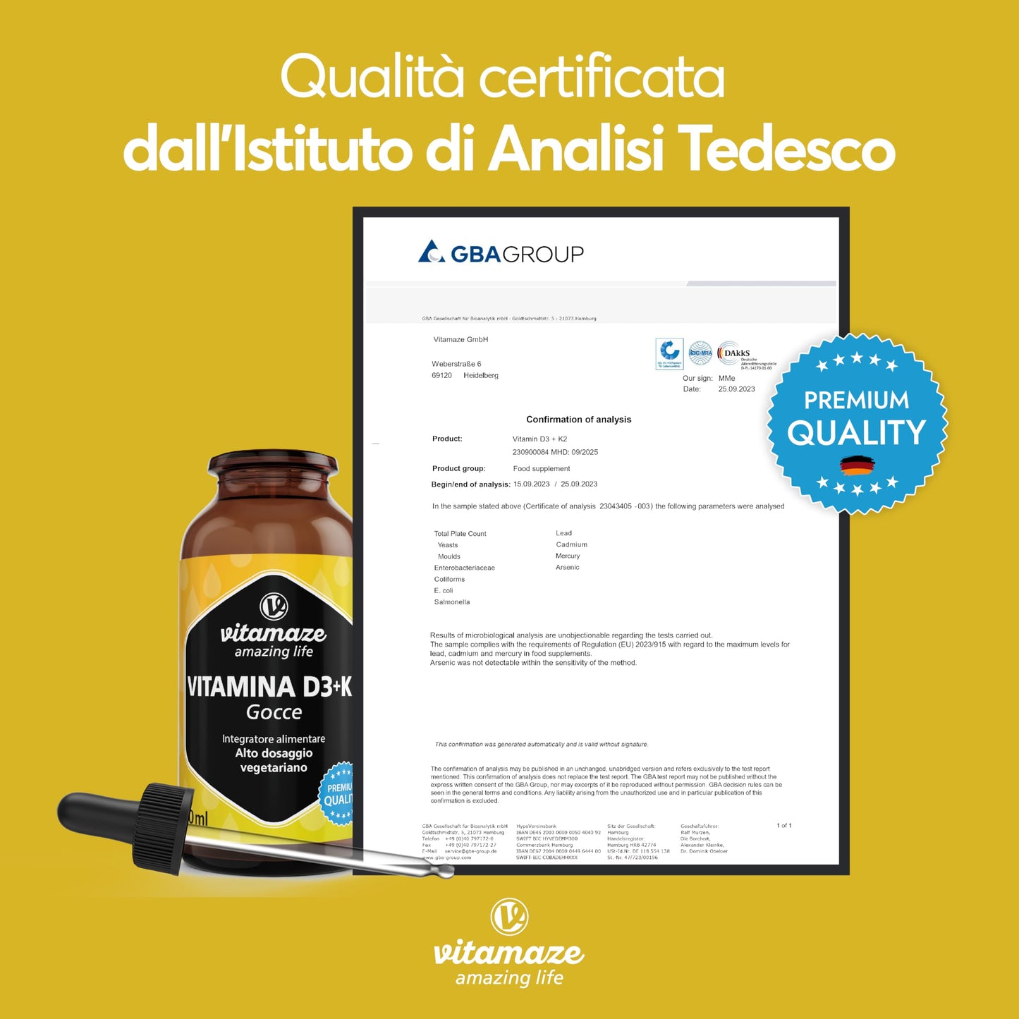 Vitamina D3 + K2 Gocce, 1000 UI ad Alta Dose, Vegetariano & Liquido (99,7+% All-Trans MK-7), 50 ml (1700 Gocce), Elevata Biodisponibilità, Nessun Additivo Inutile